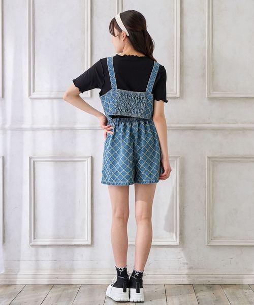 Amourire girl（アムリールガール）の「ダイヤパターンデニムビスチェ×T シャツセット（Tシャツ/カットソー・キッズ・ブルー/サックスブルー・130cm/140cm/150cm/160cm）」の19枚目の写真
