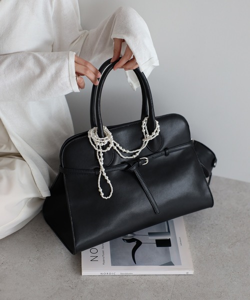 牛革ハンドル♥バカンスタッチを添えるリラックストート☆ MOUSTACHE トートバッグ シュリンク合皮×牛革 JGH-4595