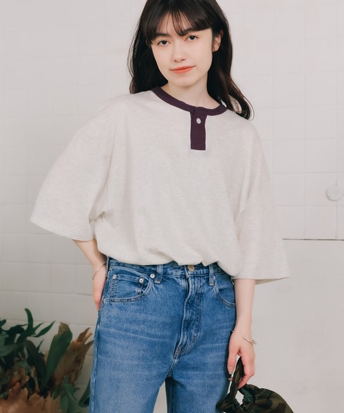 mocT（モクティー）の「mocT/モクティ SOFT HEATHER HENRY NECK S/S TEE ヘンリーネック 半袖Ｔシャツ カットソー（Tシャツ/カットソー・メンズ・ベージュ/ホワイト・XL/L）」の13枚目の写真