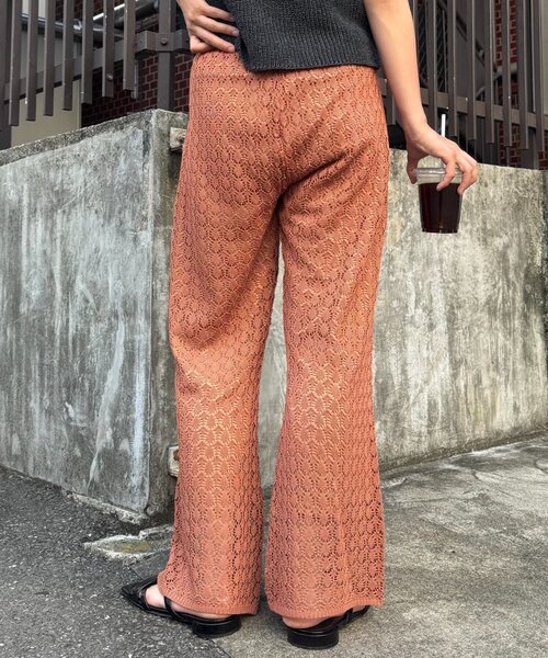 itimi イチミ　ニットパンツ　フレアパンツ　リメイク セール】レース編みニットフレアパンツ（その他パンツ