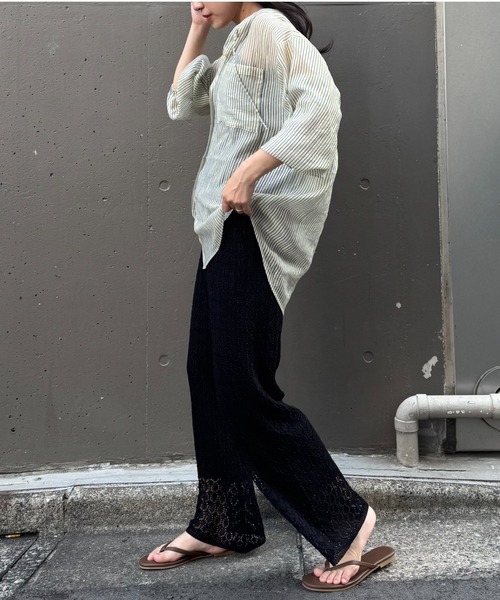 cycle by myob ニットフレアパンツ cycle by myob ニットフレアパンツ カッコよく穿ける大人の花柄