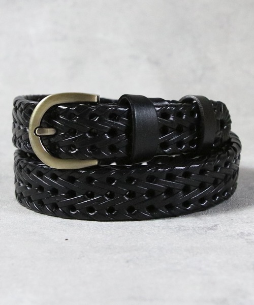 ８(eight)（エイト）の「レザーメッシュベルト（ベルト・メンズ・ダークブラウン/ブラック/ライトブラウン・FREE）」の2枚目の写真