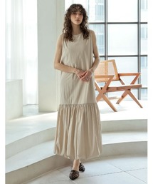 [2025 SUMMER COLLECTION][RAIN SHIELD][撥水加工][低身長/高身長サイズ有]裾バルーンノースリーブワンピース