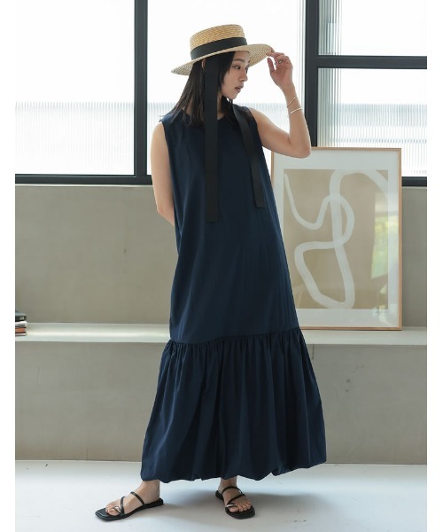 IENA スペインピマコットン　ノースリーブワンピース HUIS in house］SUVIN COTTONタンクトップワンピース（フレンチ