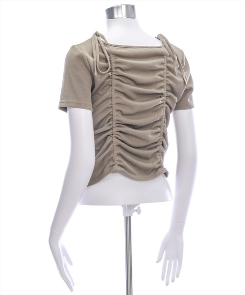 clear（クリア）の「ドロストリボンカットソートップ［韓国ファッション カジュアル］（Tシャツ/カットソー・レディース・ブラック/モカ/ブラウン/オフホワイト・F）」の5枚目の写真