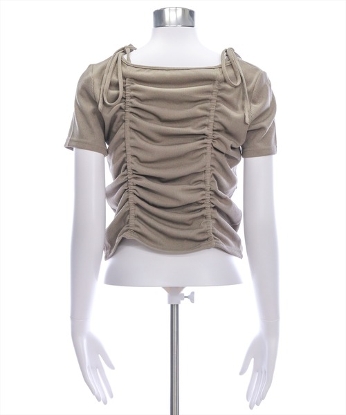 clear（クリア）の「ドロストリボンカットソートップ［韓国ファッション カジュアル］（Tシャツ/カットソー・レディース・ブラック/モカ/ブラウン/オフホワイト・F）」の18枚目の写真