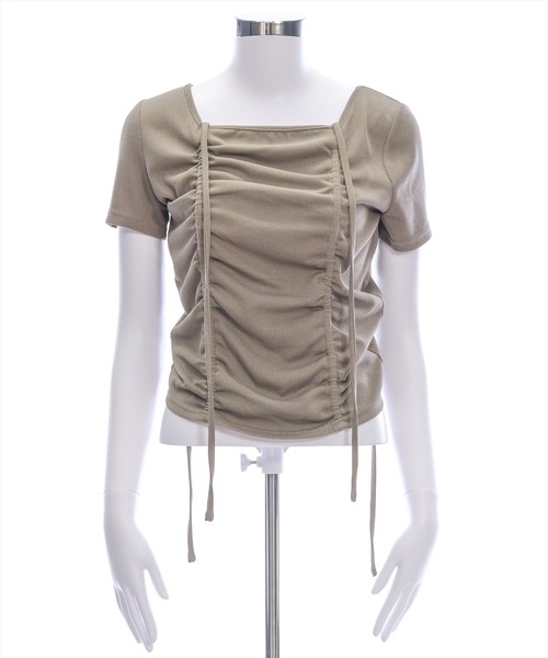 clear（クリア）の「ドロストリボンカットソートップ［韓国ファッション カジュアル］（Tシャツ/カットソー・レディース・ブラック/モカ/ブラウン/オフホワイト・F）」の15枚目の写真