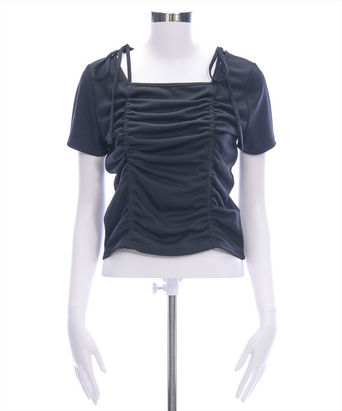 clear（クリア）の「ドロストリボンカットソートップ［韓国ファッション カジュアル］（Tシャツ/カットソー・レディース・ブラック/モカ/ブラウン/オフホワイト・F）」の14枚目の写真