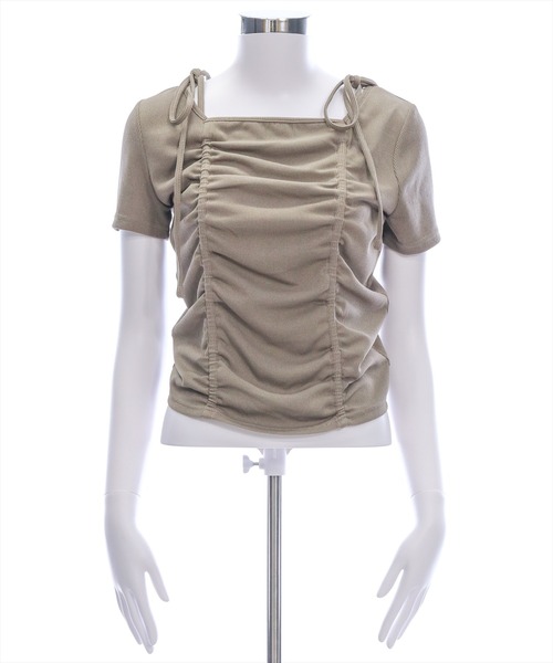 clear（クリア）の「ドロストリボンカットソートップ［韓国ファッション カジュアル］（Tシャツ/カットソー・レディース・ブラック/モカ/ブラウン/オフホワイト・F）」の13枚目の写真