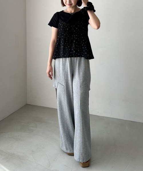 archives（アルシーヴ）の「シュシュ付花柄キャミ×リブＴＯＰＳＳＥＴ（アンサンブル・レディース・オフホワイト/ブラック/ベージュ・MEDIUM）」の18枚目の写真