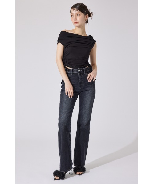 rienda（リエンダ）の「Shapely Makeジャストウエストデニムパンツ（デニムパンツ・レディース・ダークブルー/ライトブルー/ブラック・X-SMALL/SMALL/MEDIUM）」の5枚目の写真