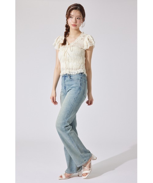 rienda（リエンダ）の「Shapely Makeジャストウエストデニムパンツ（デニムパンツ・レディース・ダークブルー/ライトブルー/ブラック・X-SMALL/SMALL/MEDIUM）」の9枚目の写真