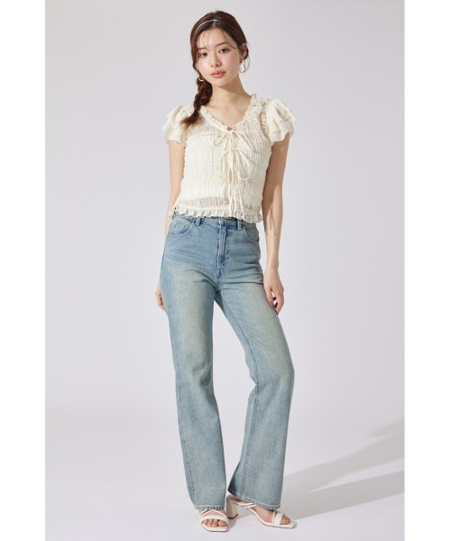 rienda（リエンダ）の「Shapely Makeジャストウエストデニムパンツ（デニムパンツ・レディース・ダークブルー/ライトブルー/ブラック・X-SMALL/SMALL/MEDIUM）」の10枚目の写真