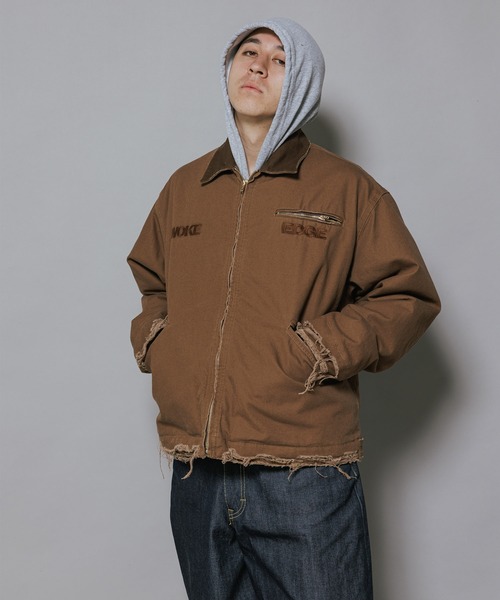 WOKE EDGE(ウォークエッジ)の「WOKE EDGE/ウォークエッジ Workers Jacket ワークジャケット(ブルゾン・レディース・ブラック/ブラウン・XL/L)」の2枚目の写真