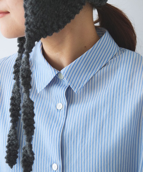 yuni（ユニ　）の「コットンナイロン ストライプ　タック　シャツワンピース（シャツワンピース・レディース・グレー/サックスブルー/グリーン・FREE）」の8枚目の写真