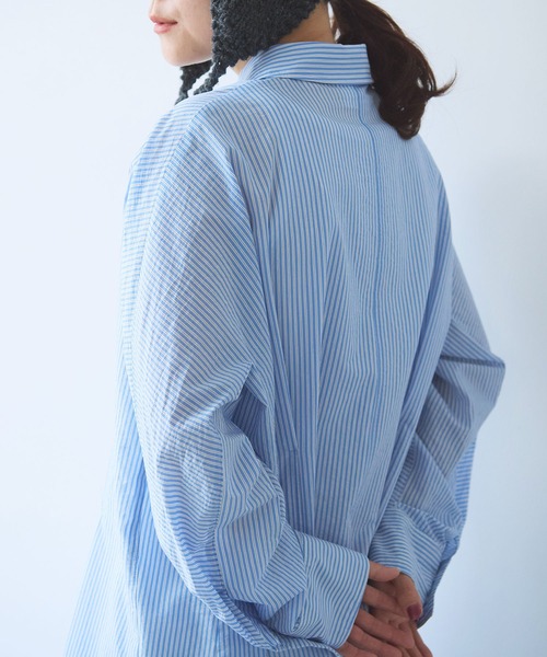 yuni（ユニ　）の「コットンナイロン ストライプ　タック　シャツワンピース（シャツワンピース・レディース・グレー/サックスブルー/グリーン・FREE）」の14枚目の写真