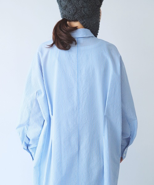 yuni（ユニ　）の「コットンナイロン ストライプ　タック　シャツワンピース（シャツワンピース・レディース・グレー/サックスブルー/グリーン・FREE）」の15枚目の写真