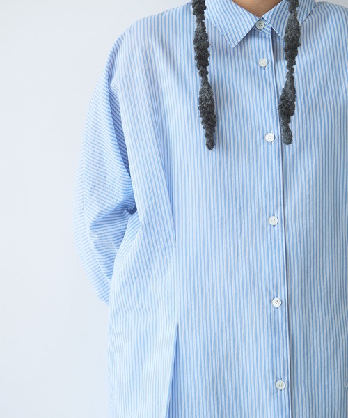 yuni（ユニ　）の「コットンナイロン ストライプ　タック　シャツワンピース（シャツワンピース・レディース・グレー/サックスブルー/グリーン・FREE）」の11枚目の写真