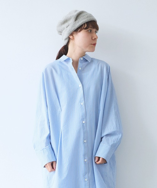 yuni（ユニ　）の「コットンナイロン ストライプ　タック　シャツワンピース（シャツワンピース・レディース・グレー/サックスブルー/グリーン・FREE）」の22枚目の写真