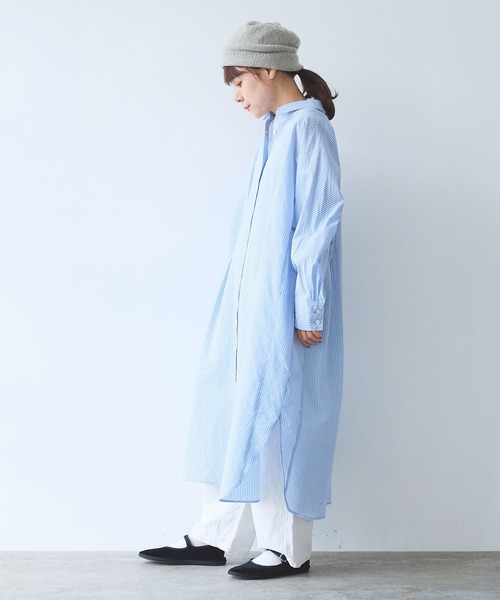 yuni（ユニ　）の「コットンナイロン ストライプ　タック　シャツワンピース（シャツワンピース・レディース・グレー/サックスブルー/グリーン・FREE）」の18枚目の写真