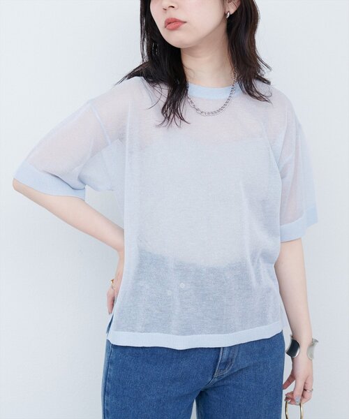 natural couture(ナチュラルクチュール)の「【WEB限定】ラメシアーゆるニットプルオーバー(ニット/セーター・レディース・オレンジ/ライトベージュ/サックスブルー/ブラック・FREE)」の20枚目の写真