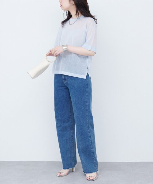 natural couture(ナチュラルクチュール)の「【WEB限定】ラメシアーゆるニットプルオーバー(ニット/セーター・レディース・オレンジ/ライトベージュ/サックスブルー/ブラック・FREE)」の18枚目の写真