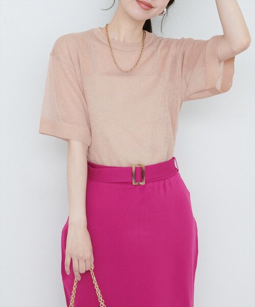 natural couture(ナチュラルクチュール)の「【WEB限定】ラメシアーゆるニットプルオーバー(ニット/セーター・レディース・オレンジ/ライトベージュ/サックスブルー/ブラック・FREE)」の16枚目の写真