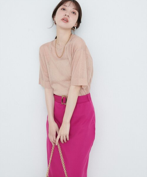 natural couture(ナチュラルクチュール)の「【WEB限定】ラメシアーゆるニットプルオーバー(ニット/セーター・レディース・オレンジ/ライトベージュ/サックスブルー/ブラック・FREE)」の14枚目の写真
