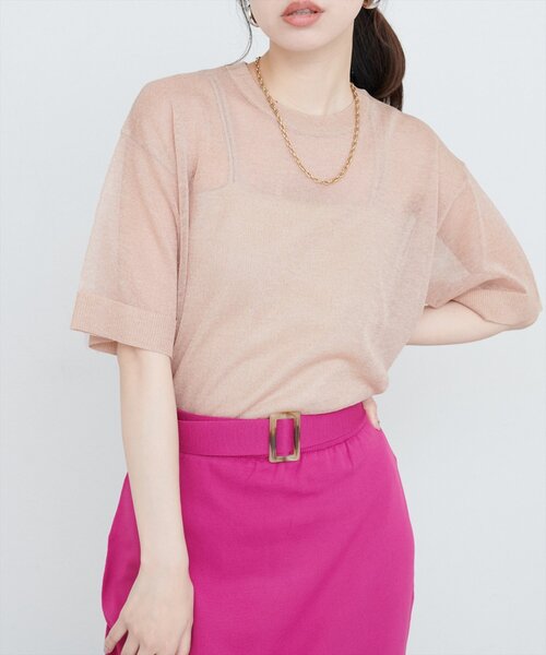 natural couture(ナチュラルクチュール)の「【WEB限定】ラメシアーゆるニットプルオーバー(ニット/セーター・レディース・オレンジ/ライトベージュ/サックスブルー/ブラック・FREE)」の13枚目の写真