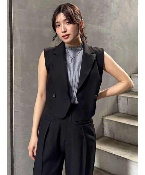 MURUA（ムルーア）の「【セットアップ対応】ショートテーラードジレベスト（ベスト・レディース・ブラック/ネイビー/グレー/モカ・FREE）」の17枚目の写真