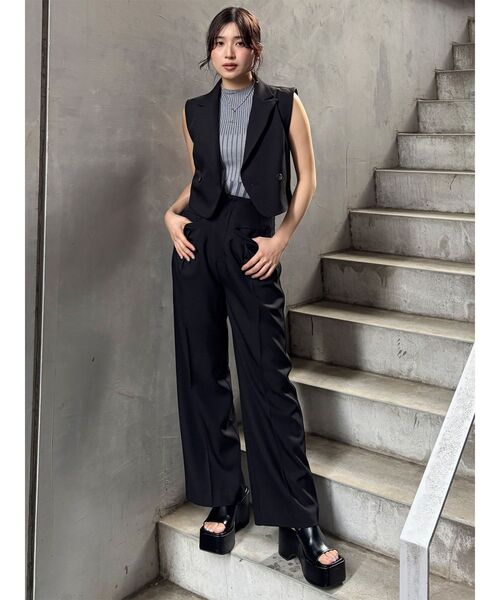 MURUA（ムルーア）の「【セットアップ対応】ショートテーラードジレベスト（ベスト・レディース・ブラック/ネイビー/グレー/モカ・FREE）」の19枚目の写真