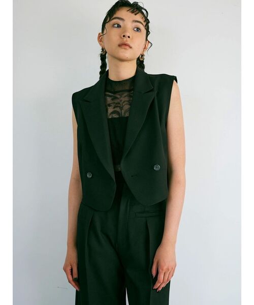 MURUA（ムルーア）の「【セットアップ対応】ショートテーラードジレベスト（ベスト・レディース・ブラック/ネイビー/グレー/モカ・FREE）」の7枚目の写真