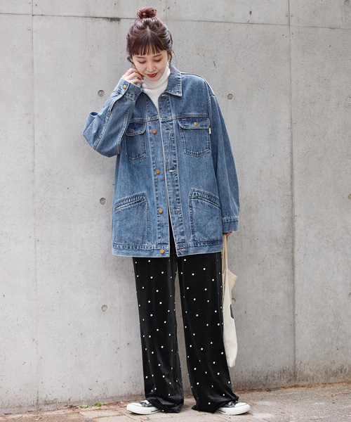 B.C STOCK（ベーセーストック）の「《追加》ウォッシャブル / DU JOUR/デュ ジュール RIDING JEAN JACKET（デニムジャケット・レディース・ブルー・FREE）」の2枚目の写真