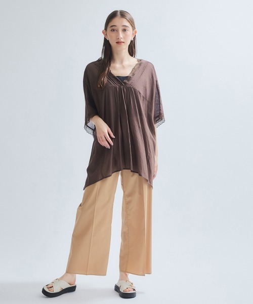 ketty(ケティ)の「強撚気流染めレーストップス≪手洗い可能≫(シャツ/ブラウス・レディース・オフホワイト/ブラウン/イエロー・M)」の4枚目の写真