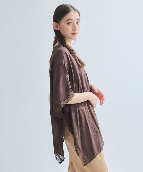 ketty(ケティ)の「強撚気流染めレーストップス≪手洗い可能≫(シャツ/ブラウス・レディース・オフホワイト/ブラウン/イエロー・M)」の8枚目の写真