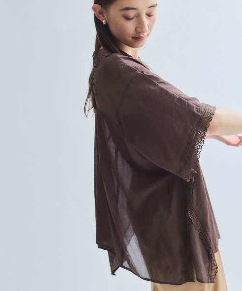 ketty(ケティ)の「強撚気流染めレーストップス≪手洗い可能≫(シャツ/ブラウス・レディース・オフホワイト/ブラウン/イエロー・M)」の10枚目の写真