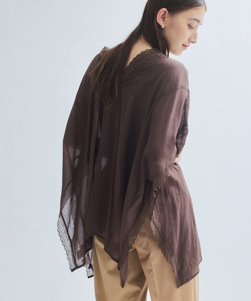 ketty(ケティ)の「強撚気流染めレーストップス≪手洗い可能≫(シャツ/ブラウス・レディース・オフホワイト/ブラウン/イエロー・M)」の11枚目の写真