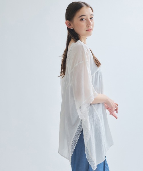 ketty(ケティ)の「強撚気流染めレーストップス≪手洗い可能≫(シャツ/ブラウス・レディース・オフホワイト/ブラウン/イエロー・M)」の15枚目の写真