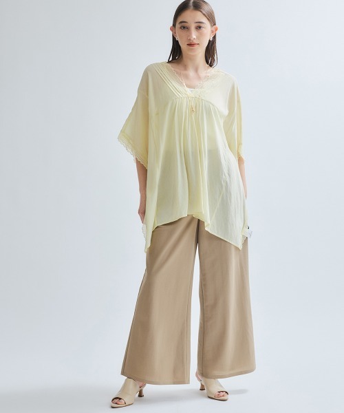 ketty(ケティ)の「強撚気流染めレーストップス≪手洗い可能≫(シャツ/ブラウス・レディース・オフホワイト/ブラウン/イエロー・M)」の16枚目の写真