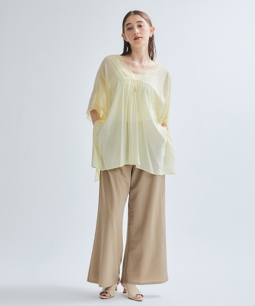ketty(ケティ)の「強撚気流染めレーストップス≪手洗い可能≫(シャツ/ブラウス・レディース・オフホワイト/ブラウン/イエロー・M)」の17枚目の写真