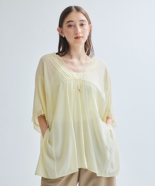 ketty(ケティ)の「強撚気流染めレーストップス≪手洗い可能≫(シャツ/ブラウス・レディース・オフホワイト/ブラウン/イエロー・M)」の18枚目の写真