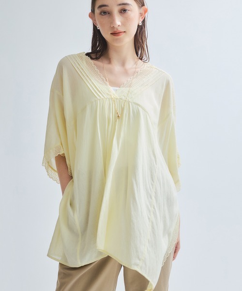 ketty(ケティ)の「強撚気流染めレーストップス≪手洗い可能≫(シャツ/ブラウス・レディース・オフホワイト/ブラウン/イエロー・M)」の19枚目の写真