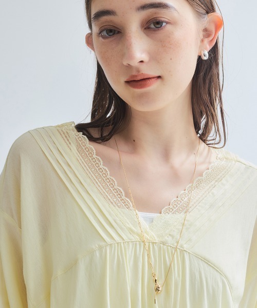 ketty(ケティ)の「強撚気流染めレーストップス≪手洗い可能≫(シャツ/ブラウス・レディース・オフホワイト/ブラウン/イエロー・M)」の20枚目の写真