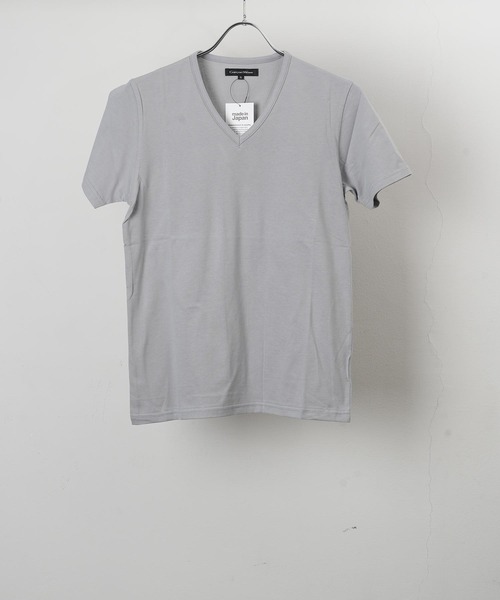garsonwave(ギャルソンウェーブ)の「日本製ピュア天竺半袖Vネックカットソー(GW)(Tシャツ/カットソー・メンズ・チャコール/ネイビー/ライトグレー/ワイン/カーキ/サックスブルー/ブルー/レッド・M/L/LL/S)」の2枚目の写真