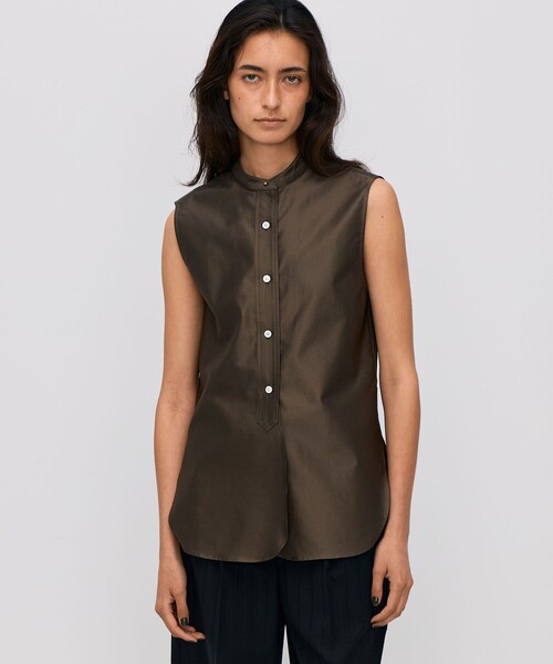 BACCA（バッカ）の「コットンバックサテン ノースリーブブラウス（シャツ/ブラウス・レディース・ライトブルー/ダークグリーン・36）」の8枚目の写真