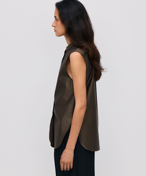 BACCA（バッカ）の「コットンバックサテン ノースリーブブラウス（シャツ/ブラウス・レディース・ライトブルー/ダークグリーン・36）」の9枚目の写真