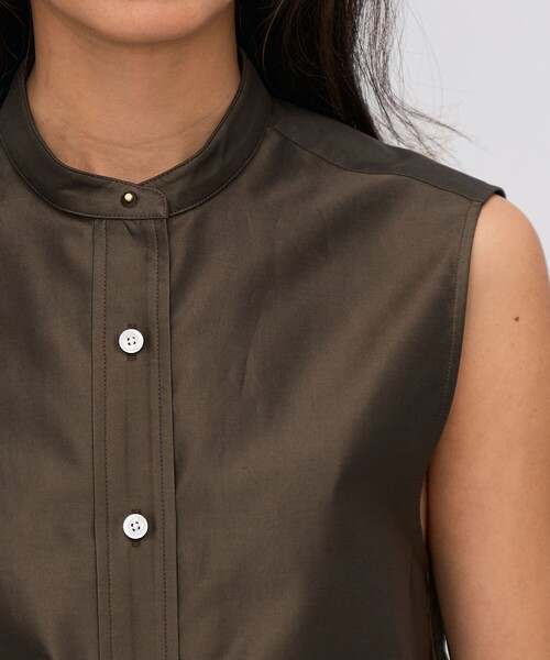 BACCA（バッカ）の「コットンバックサテン ノースリーブブラウス（シャツ/ブラウス・レディース・ライトブルー/ダークグリーン・36）」の11枚目の写真