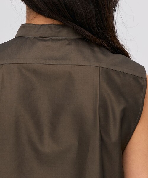 BACCA（バッカ）の「コットンバックサテン ノースリーブブラウス（シャツ/ブラウス・レディース・ライトブルー/ダークグリーン・36）」の12枚目の写真