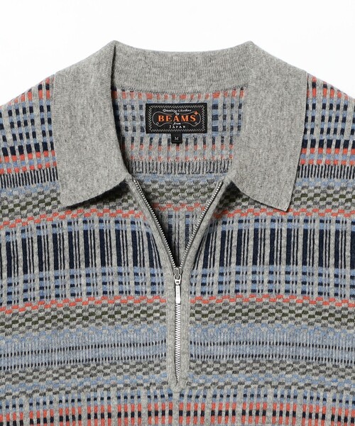 BEAMS PLUS（ビームスプラス）の「ジャカード ハーフジップ ニット ポロシャツ（ポロシャツ・メンズ・グレー/オフホワイト/カーキ・M/XL/S/L）」の20枚目の写真