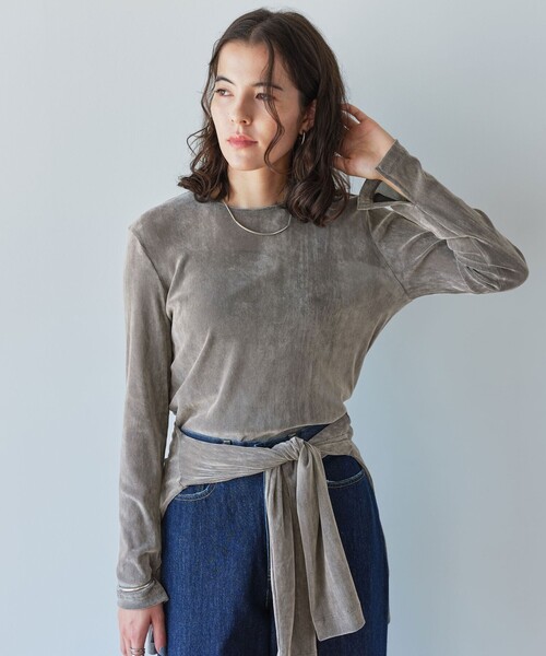 green label relaxing(グリーンレーベルリラクシング)の「極みシアーフロッキーT(Tシャツ/カットソー・レディース・ライトブルー/ライトピンク/ブラック/グレー/オフホワイト/ダークブラウン・FREE)」の1枚目の写真